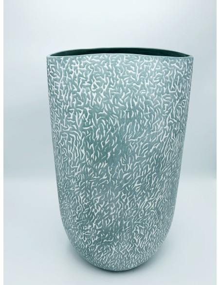 Vaso a cilindro Coral in ceramica verde opaca, H 50 cm | Petite Fantasie -PETITE FANTASIE