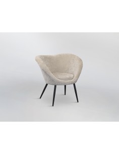 Poltrona Ozome in ciniglia beige con gambe in metallo nero | Schuller -SCHULLER