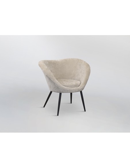 Poltrona Ozome in ciniglia beige con gambe in metallo nero | Schuller -SCHULLER