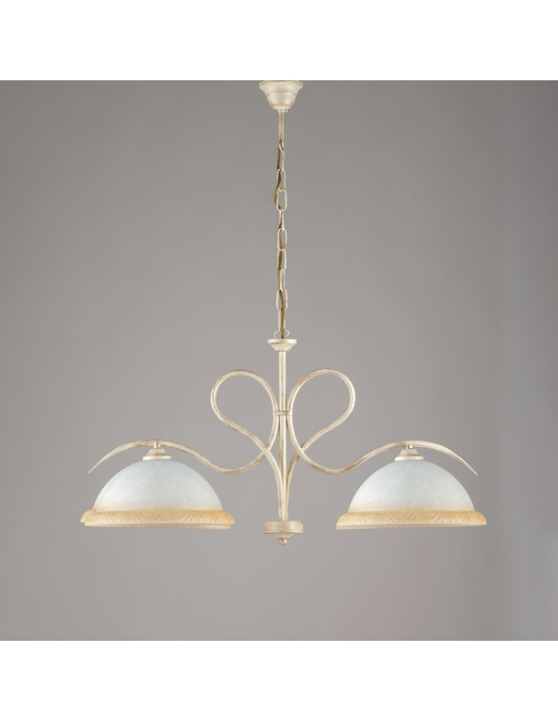 Sospensione a bilancia Miranda 2 luci in stile country avorio e oro, L 79 cm, E27 | Bonetti -BONETTI ILLUMINA