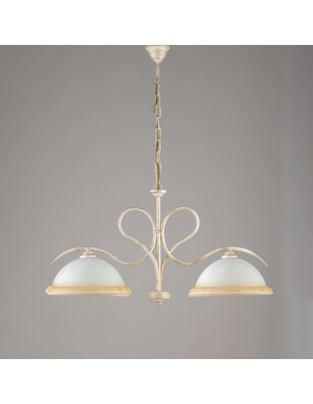 Sospensione a bilancia Miranda 2 luci in stile country avorio e oro, L 79 cm, E27 | Bonetti -BONETTI ILLUMINA