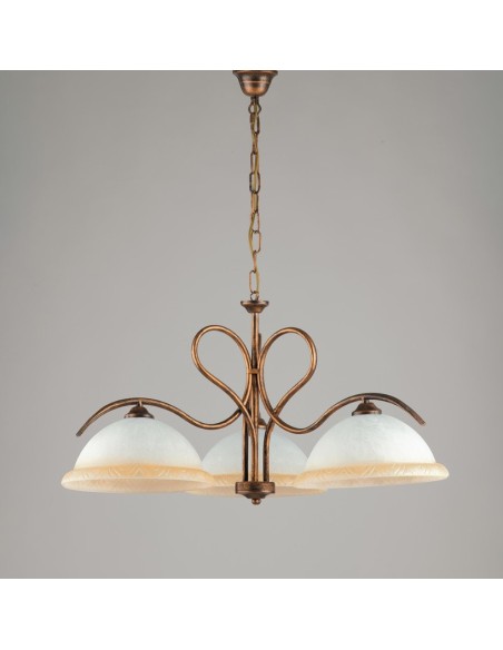 Sospensione a bilancia Miranda 3 luci in stile country marrone e oro, L 68 cm, E27 | Bonetti -BONETTI ILLUMINA