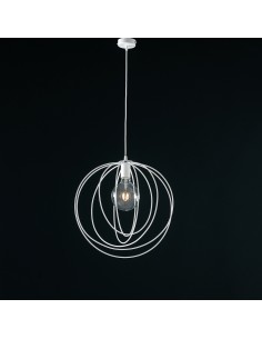 Lampada a sospensione Round Ø 42 a cerchi in metallo laccato bianco, E27 | Bonetti Illumina -BONETTI ILLUMINA