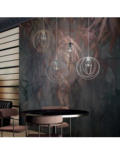 Lampada a sospensione Round Ø 42 a cerchi in metallo laccato bianco, E27 | Bonetti Illumina -BONETTI ILLUMINA 2