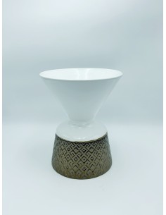 Vaso in ceramica bianco lucido e bronzo opaco, H 28 x Ø 22 cm | Petite Fantasie -PETITE FANTASIE