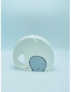 Statua Elefante madre e cucciolo in ceramica bianco e tortora, H 13 cm | Petite Fantasie -PETITE FANTASIE