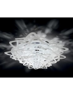 Plafoniera Aurora 60 cm bianca in Plainflex e cristalli, fissaggio magnetico, E27 | Slamp -SLAMP