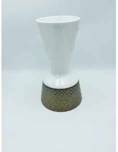 Vaso a coppa alta minimalista in ceramica bianco e bronzo | Petite Fantasie -PETITE FANTASIE