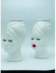 Coppia Teste di Moro vaso in ceramica bianca opaca | Petite Fantasie -PETITE FANTASIE 2