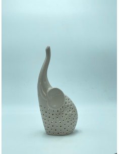 Statua portacandela Elefante in ceramica tortora lucida, H 28 cm | Pinto Home -PINTO HOME 2