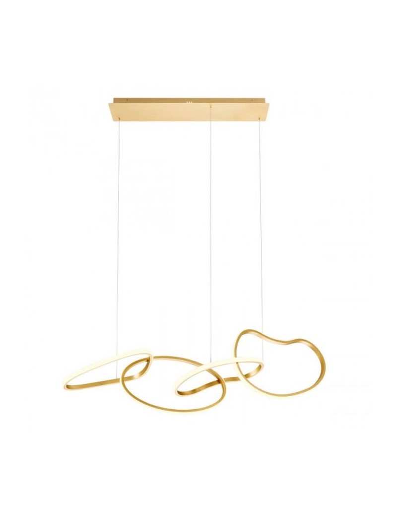 Lampada a sospensione LED Bias 120 cm oro opaco e diffusori bianchi, 90 W CCT | Redo -REDO GROUP