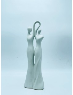 Statua Coppia stilizzata in danza in ceramica bianco opaco, H 36 cm | Sirotime -SIROTIME