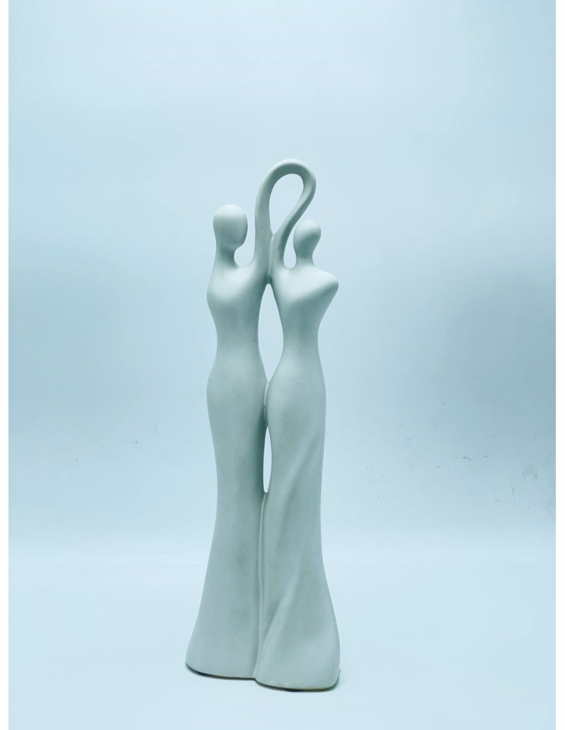 Statua Coppia stilizzata in danza in ceramica bianco opaco, H 36 cm | Sirotime -SIROTIME