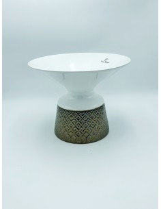 Vaso a coppa bassa minimalista in ceramica bianco e bronzo | Petite Fantasie