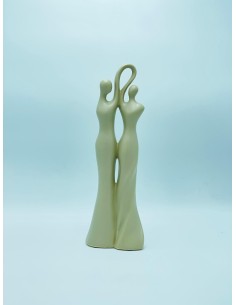 Statua Coppia stilizzata in danza in ceramica tortora opaco, H 36 cm | Sirotime -SIROTIME