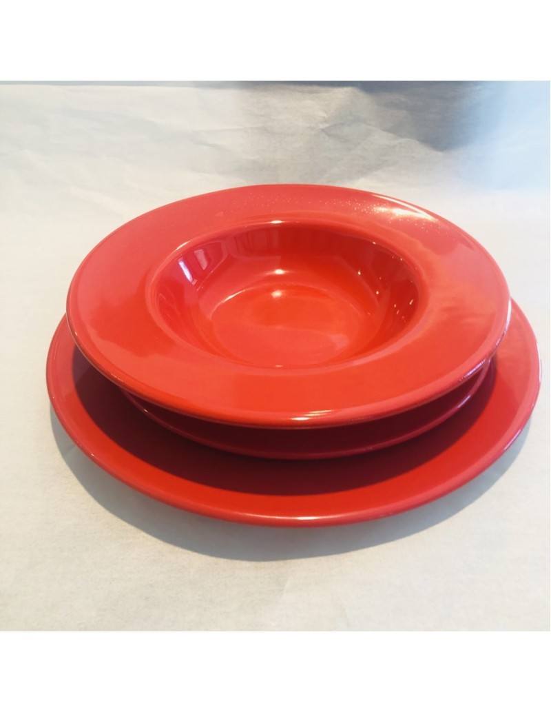 Kaleido servizio piatti 18 pezzi in ceramica porcellanata rosso aragosta | Pagnossin -PAGNOSSIN