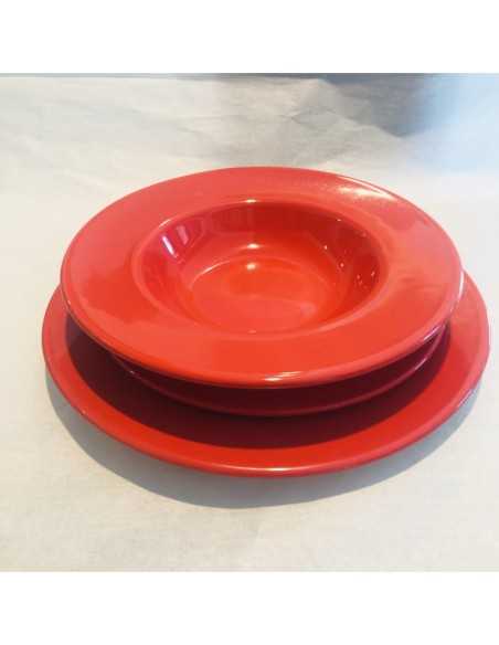Kaleido servizio piatti 18 pezzi in ceramica porcellanata rosso aragosta | Pagnossin -PAGNOSSIN