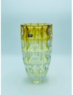 Diamond Vaso da fiori tondo in cristallo ambrato di bohemia