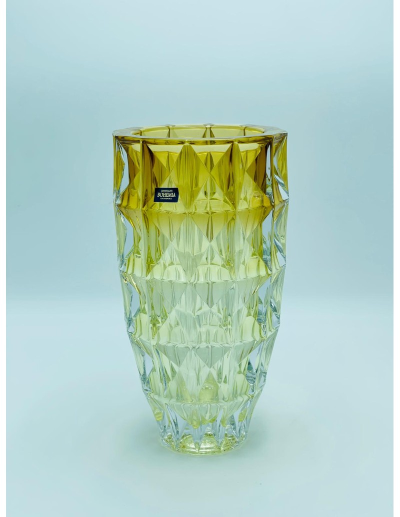 Vaso da fiori Diamond tondo in cristallo di Boemia ambrato, H 28 cm | Kvetna -KVETNA