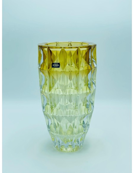 Vaso da fiori Diamond tondo in cristallo di Boemia ambrato, H 28 cm | Kvetna -KVETNA