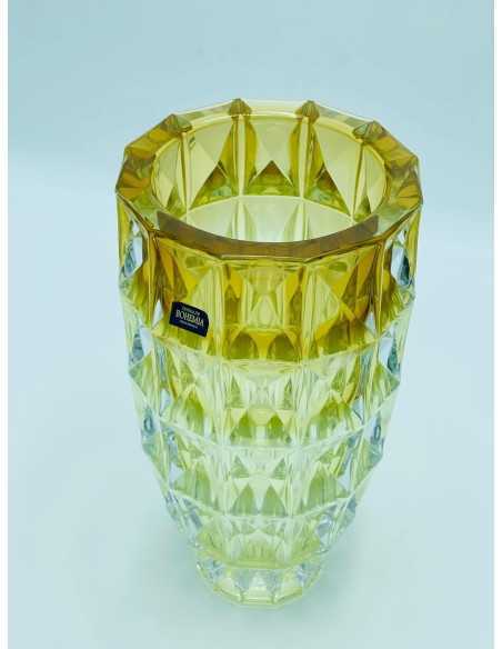 Vaso da fiori Diamond tondo in cristallo di Boemia ambrato, H 28 cm | Kvetna -KVETNA