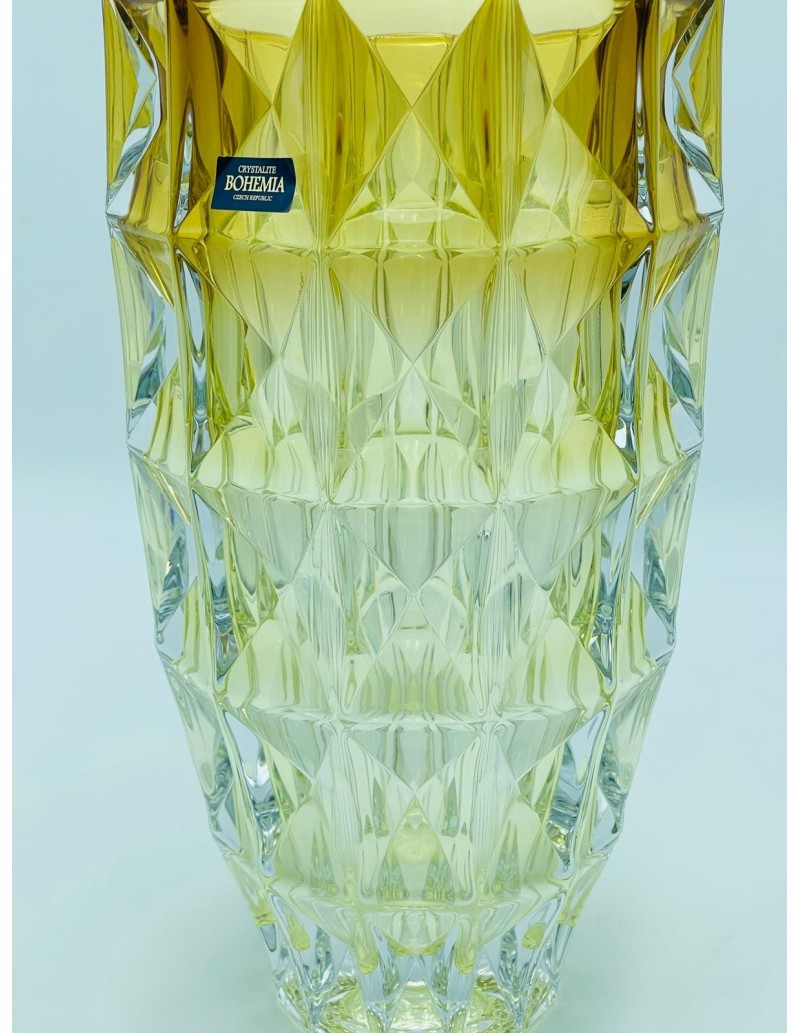 Vaso da fiori Diamond tondo in cristallo di Boemia ambrato, H 28 cm | Kvetna -KVETNA