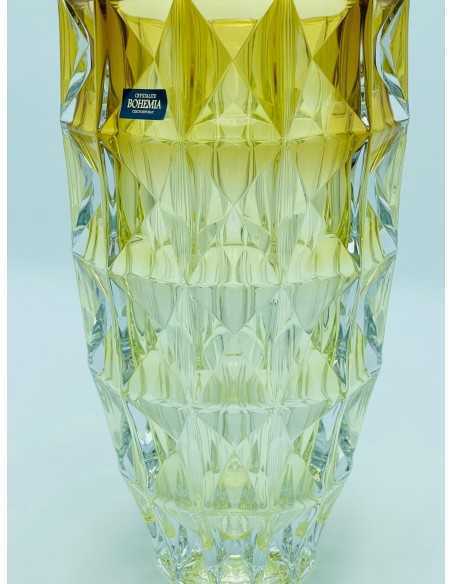 Vaso da fiori Diamond tondo in cristallo di Boemia ambrato, H 28 cm | Kvetna -KVETNA