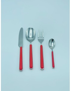 Kaleido set 24 posate in acciaio con manico rosso aragosta opaco | Pagnossin -PAGNOSSIN