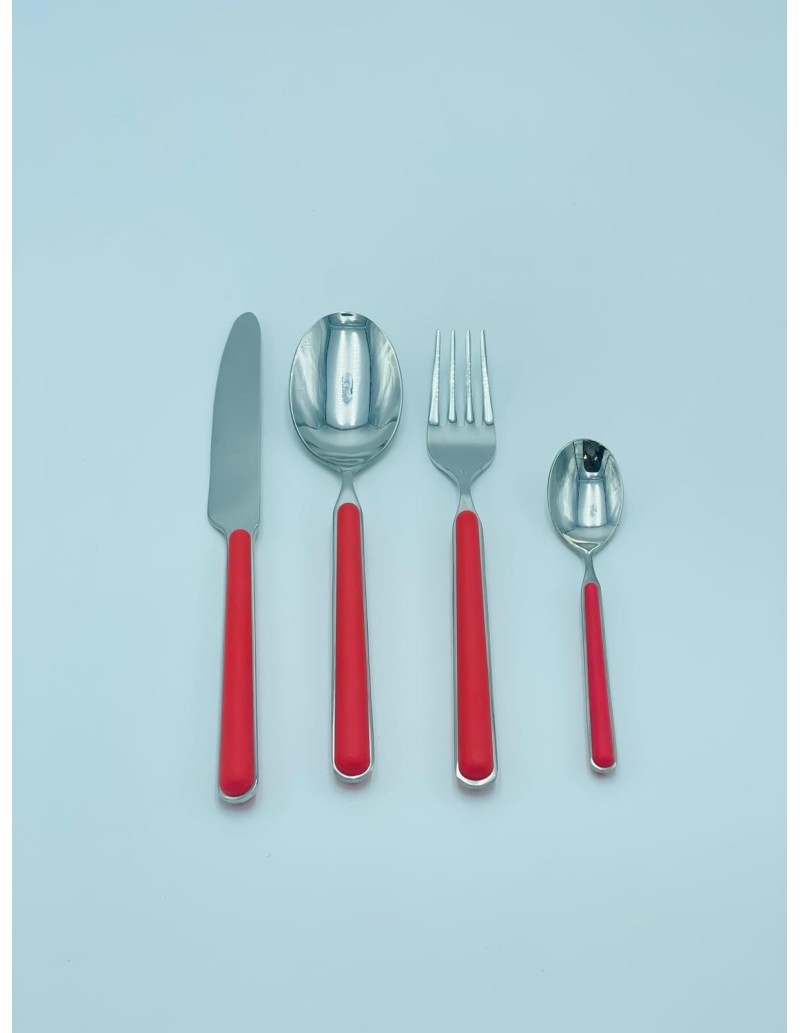 Kaleido set 24 posate in acciaio con manico rosso aragosta opaco | Pagnossin -PAGNOSSIN
