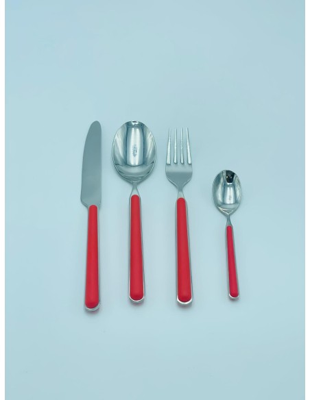 Kaleido set 24 posate in acciaio con manico rosso aragosta opaco | Pagnossin -PAGNOSSIN