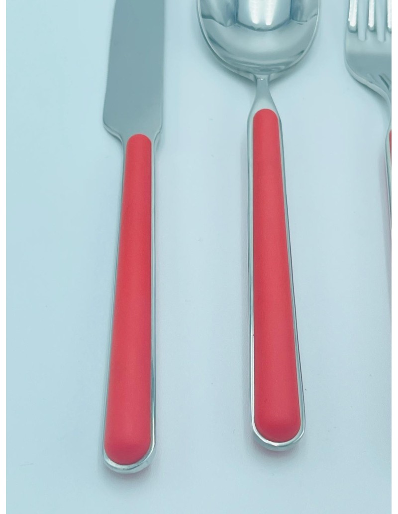 Kaleido set 24 posate in acciaio con manico rosso aragosta opaco | Pagnossin -PAGNOSSIN