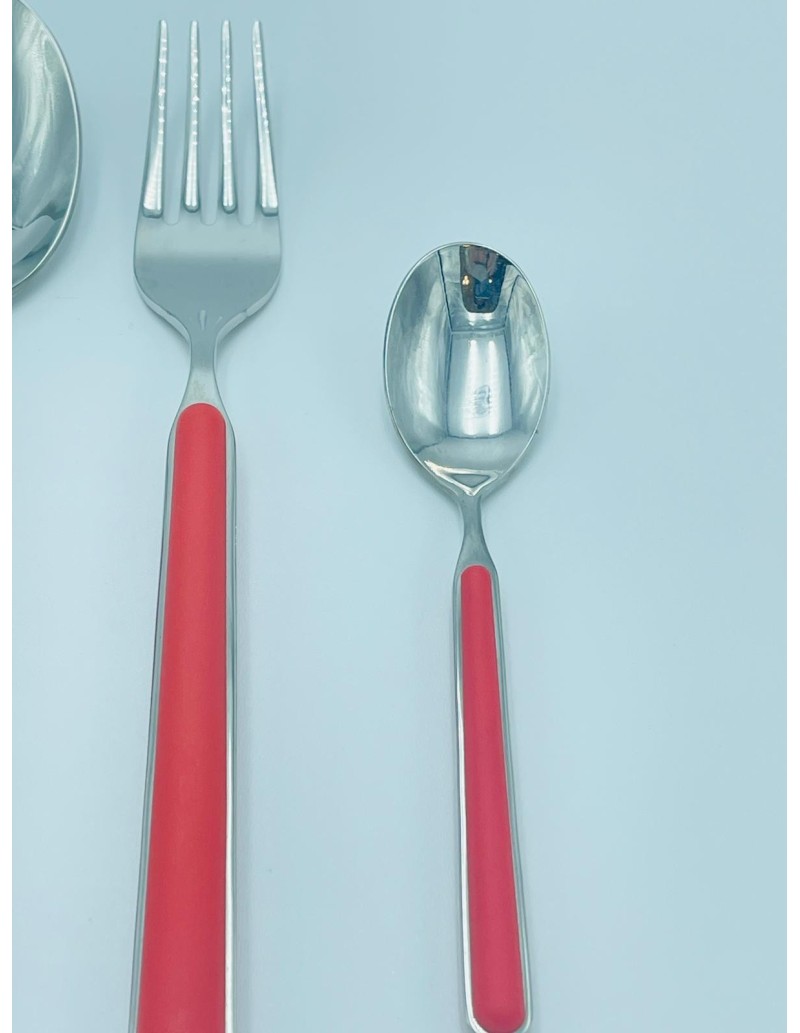 Kaleido set 24 posate in acciaio con manico rosso aragosta opaco | Pagnossin -PAGNOSSIN