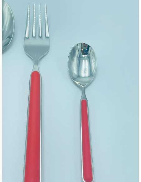 Kaleido set 24 posate in acciaio con manico rosso aragosta opaco | Pagnossin -PAGNOSSIN
