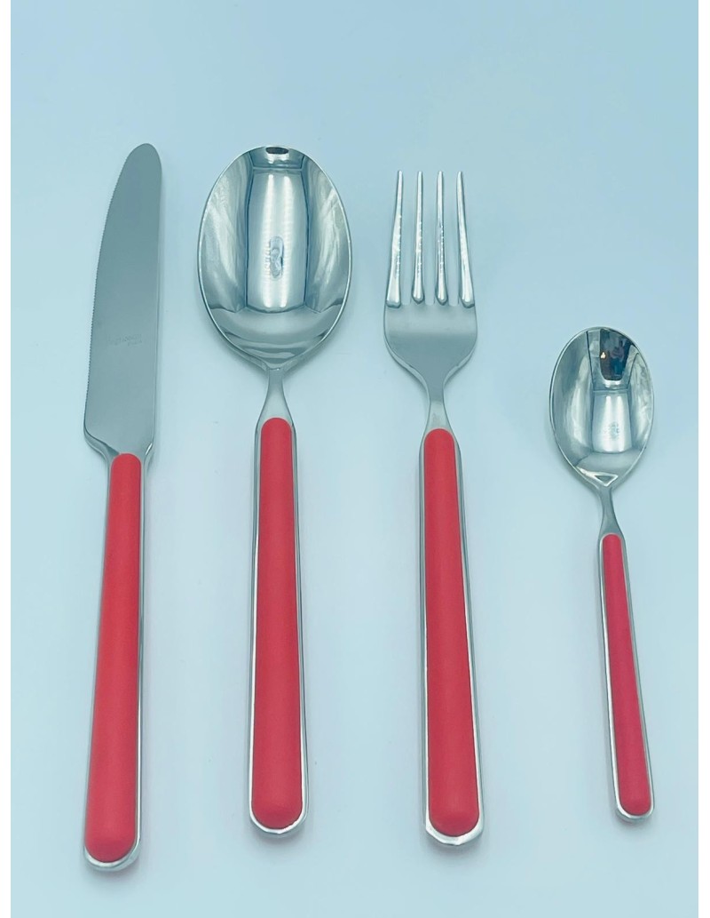 Kaleido set 24 posate in acciaio con manico rosso aragosta opaco | Pagnossin -PAGNOSSIN