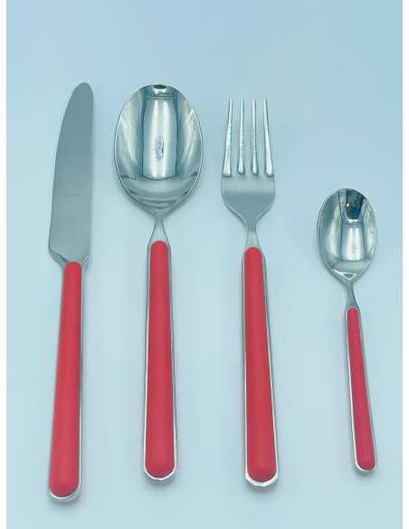 Kaleido set 24 posate in acciaio con manico rosso aragosta opaco | Pagnossin -PAGNOSSIN