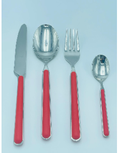 Kaleido set 24 posate in acciaio con manico rosso aragosta opaco | Pagnossin -PAGNOSSIN 2