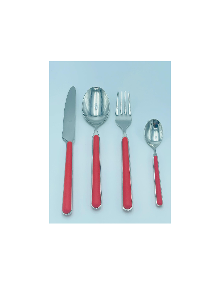 Kaleido set 24 posate in acciaio con manico rosso aragosta opaco | Pagnossin -PAGNOSSIN