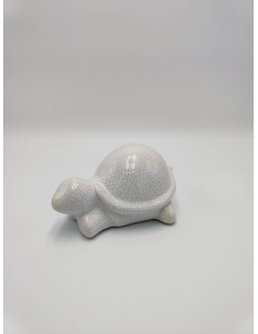 Portafortuna tartaruga in ceramica bianca effetto craquelé, 17 x 12 x 9 cm | Petite Fantasie -PETITE FANTASIE