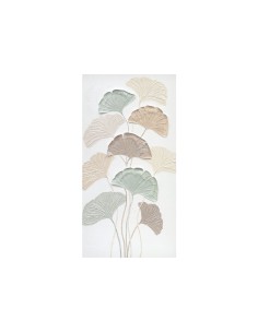 Quadro Ventagli foglie di ginkgo in rilievo, colori pastello su tela, 60x120 cm | Agave -AGAVE