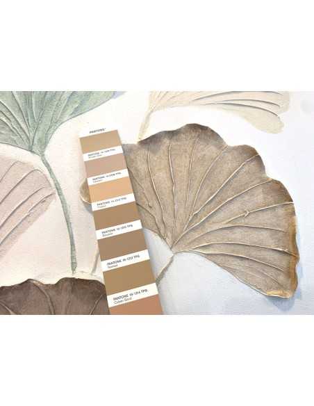 Quadro Ventagli foglie di ginkgo in rilievo, colori pastello su tela, 60x120 cm | Agave -AGAVE