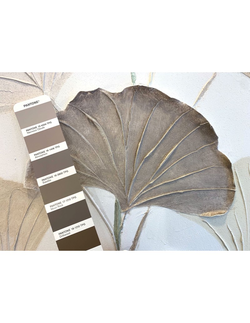 Quadro Ventagli foglie di ginkgo in rilievo, colori pastello su tela, 60x120 cm | Agave -AGAVE