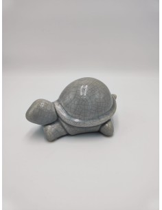 Statua tartaruga portafortuna in ceramica craquelé tortora e grigio | Petite Fantasie -PETITE FANTASIE