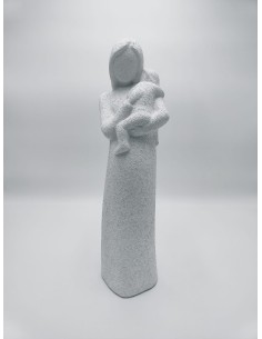 Statua Maternità 3 in ceramica effetto cemento bianco, H 37 cm | Petite Fantasie -PETITE FANTASIE