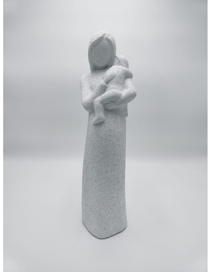 Statua Maternità 3 in ceramica effetto cemento bianco, H 37 cm | Petite Fantasie -PETITE FANTASIE