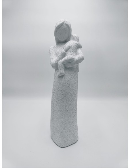 Statua Maternità 3 in ceramica effetto cemento bianco, H 37 cm | Petite Fantasie -PETITE FANTASIE