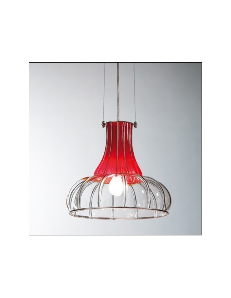Lampada a sospensione Ventosa in vetro di Murano rosso lavorato a mano, E27 | Siru -SIRU