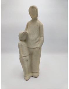 Statua Paternità 2 in ceramica effetto cemento tortora, H 37 cm | Petite Fantasie -PETITE FANTASIE