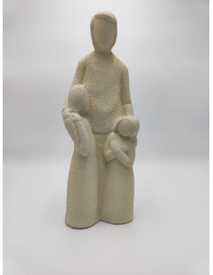Statua Abbraccio della mamma in ceramica effetto cemento tortora, H 37 cm | Petite Fantasie -PETITE FANTASIE