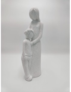 Statua Maternità 2 in ceramica effetto cemento bianco, H 36 cm | Petite Fantasie -PETITE FANTASIE