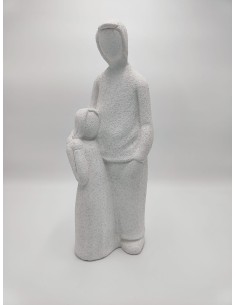 Statua Paternità in ceramica effetto cemento bianco, H 37 cm | Petite Fantasie -PETITE FANTASIE